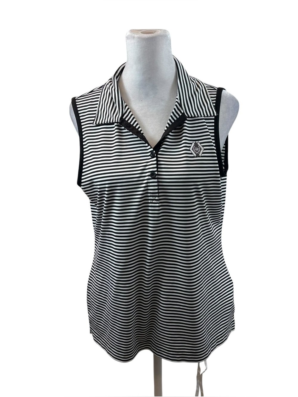 Ladies EP Pro Tour Tech Striped Sleeveless Polo Size Medium
